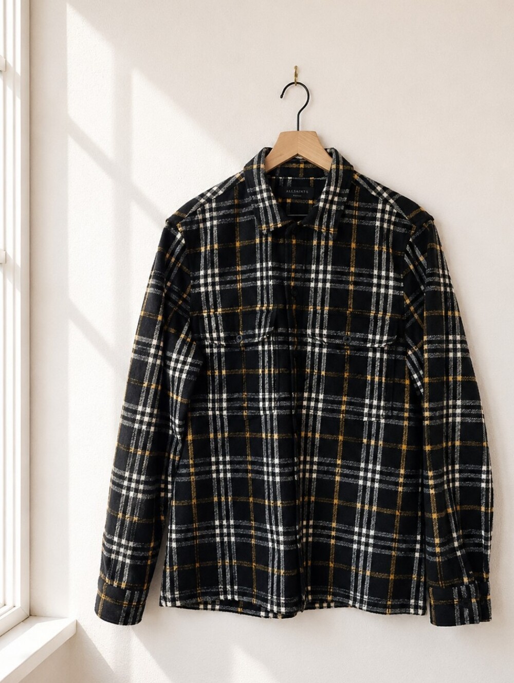 All Saints Plaid Wool Blend Shacket – Men's Large